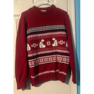 Dockers Red Holiday Snowflake Pattern Knit Sweater Cotton‎ Winter Pullover M/M